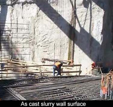 as cast appearance of a slurry wall